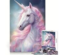 Puzzle Licorne Rose Scintillante 1000 Pièces pour Adolescents Améliore la Mémoire Loisirs Faciles Découpe Ferme Décoration Murale (38x26cm)