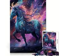 Puzzle Licorne sous Un Ciel étoilé 1000 pièces Exercice de logique Distraction apaisante Bords Nets Cadeau Festif (50x75cm)