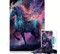 Puzzle Licorne sous Un Ciel étoilé 1000 pièces pour Adolescents Jeu Stimulant l'esprit Assemblage Facile et sécurisé Activité Amusante en Famille Le Soir (38x52cm)