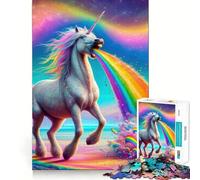 Puzzle Licorne Vomissante Arc-en-Ciel pour Adultes 1000 Pièces Jeu de Mémoire Assemblage Solide et Sécurisé Jeu de Connexion Significatif (38x52cm)