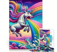 Puzzle Licorne Vomissante Arc-en-Ciel pour Adultes 1000 Pièces Jeu de Mémoire Découpe Fine Finition Premium Un Passe-Temps Captivant (38x52cm)
