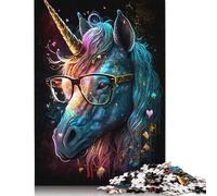 Puzzle « Licornes cosmiques à Lunettes » pour Adultes, 500 pièces, en Bois, Jeu de décompression, Jouet Puzzle Stimulant, 500 pièces (52 x 38 cm)