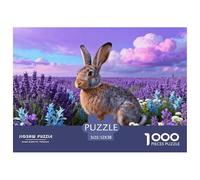 Puzzle Lièvre Europe 1000 Pièces pour Adultes Et Enfants, Plaisir Partagé en Famille, Jeu Éducatif, Casse-tête Champ Lavande, Home Decor, Cadeau Anniversaire 52x38cm/1000pcs