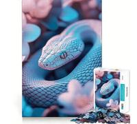 Puzzle L'Œil Mystique du Serpent Parmi Les Fleurs pour Adolescents, 1000 pièces, pour stimuler la mémoire, se détendre et s'amuser Un Cadeau Exquis (38x52cm)