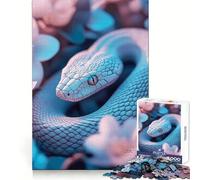 Puzzle L'Œil Mystique du Serpent Parmi Les Fleurs pour Adolescents, 1000 pièces, pour stimuler la mémoire, se détendre et s'amuser Un Cadeau Exquis (38x52cm)