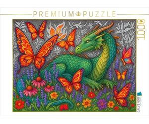 Puzzle · Lindwurm et Papillon de feu | Des créatures mythiques magiques · 1000 pièces · Format assemblé 64 × 48 cm · CALVENDO Puzzle