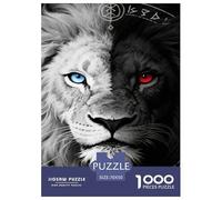Puzzle Lion 1000 Pièces en Carton pour Adultes Jeu ÉduChatif Jeu De Défi Casse-tête Lion Noir Blanc Cadeau Famille Décoration Intérieure 70x50cm/1000pcs