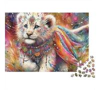 Puzzle Lion 1000 pièces - Lionceau coloré avec Cape - Jeu éducatif pour Adultes - Belle décoration - Difficulté stimulante - Cadeau d'anniversaire - 38 x 26 cm / 1000 pièces