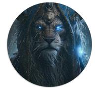Puzzle Lion 1000 pièces, Rond, en Papier, Jouet éducatif, intellectuel, décompressant, Amusant, Familial (Taille 67,5 x 67,5 cm)
