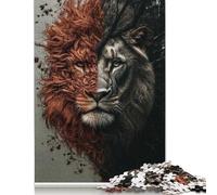 Puzzle Lion à Deux Visages pour Adolescents 1000 pièces Puzzle Cadeaux de Noël Casse-tête pour Adultes 1000 pièces (38x26cm)