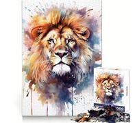 Puzzle Lion Aquarelle 1000 Pièces Adultes Cadeau Développe la logique et favorise Un Sentiment de Calme Assemblage précis Idéal pour Noël (50x75cm)