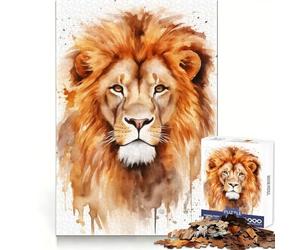 Puzzle Lion Aquarelle 1000 Pièces pour Adolescents Développe la réflexion, Loisirs et Plaisir Bords Nets Cadeau d'hiver (50x75cm)