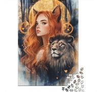 Puzzle Lion Art Animalier 100% Carton Recyclé Puzzle 100% Carton Recyclé pour Garçon ou Fille Cadeau de Noël 1000 pièces (38x26cm)