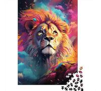 Puzzle Lion Artistique Coloré 1000 Pièces - Puzzle en Papier - Jeu de Famille - Niveau de Difficulté Défi - 38 x 26 cm