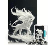 Puzzle Lion Blanc 1000 Pièces Développe la mémoire,ludique et de qualité Professionnelle pour stimuler l'esprit (50x75cm)