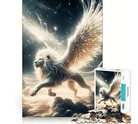 Puzzle Lion Blanc Ailé pour Adolescents,1000 Pièces,Jeu de Mémoire Amusant,Surface Lisse sans Bavures,Cadeau d'anniversaire,Casse-tête (50x75cm)
