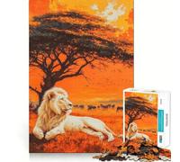 Puzzle Lion Blanc Coucher de Soleil 1000 Pièces pour Adolescents Jeu de Mémoire Amusant,Nettoyage et Connexion sans Couture Activité de Groupe Relaxante en Intérieur (50x75cm)