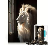 Puzzle Lion Blanc Majestueux 1000 Pièces Stimule la mémoire Ludique Qualité Professionnelle pour développer l'esprit (38x52cm)