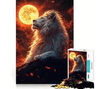 Puzzle Lion Blanc sous la Lune 1000 Pièces Jeu de Mémoire Bords Lisses Emboîtement Parfait Une activité ludique pour occuper Les Heures Creuses (38x26cm)