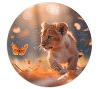 Puzzle Lion chassant des Papillons pour Adultes,1000pcs (67.5x67.5cm),Jeu ÉduChatif,décoration De La Maison,