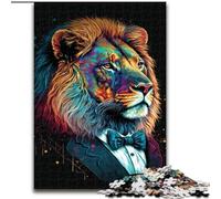 Puzzle Lion Coloré avec Lunettes 1000 Pièces pour Ados et Adultes, Jeu Familial Anti-Stress, Défi Difficile, Superbes Cadeaux et Jouets (26x38cm)