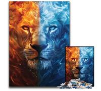 Puzzle Lion de Glace et de Feu 1000 Pièces pour Adultes Puzzles Interactifs Jeu Familial, Décoration Maison DIY Cadeau Défi Cérébral 50x75cm/19,68x29,52 Pouces