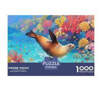 Puzzle Lion de Mer 1000 Pièces en Carton pour Adultes Enfants Jeu Éducatif Jeu De Défi Casse-tête Cadeau Anniversaire Décoration Intérieure 38x26cm/1000pcs