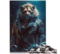 Puzzle Lion du Club de Moto 1000 pièces pour Adultes Puzzle éducatif en Bois 50 x 75 cm
