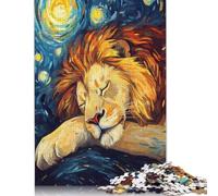 Puzzle Lion endormi sous Les étoiles, 1000 pièces, pour Adultes et Adolescents (75 x 50 cm).