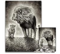 Puzzle Lion et Lionceau pour Adultes Jeu de réflexion interactif en Famille adapté aux 14 Ans et Plus 000 pièces (38 x 26 cm)