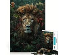Puzzle Lion Fleurs Fantaisistes 1000 Pièces Jeu de Réflexion Assemblage Stable Pièces Ne Déplaçant Pas de Déplacement Passe-Temps Agréable pour Les Longs Week-Ends (38x52cm)