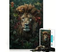Puzzle Lion Fleurs Fantaisistes pour Adultes,1000 Pièces,Découpe de Haute Précision,Facile à Apprendre,Idéal pour Le Plaisir en Famille (50x75cm)