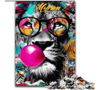 Puzzle Lion Graffiti 1000 pièces pour Adultes et Adolescents, Jouet éducatif Anti-Stress, idéal comme Cadeau pour Toute la Famille (50x75cm)