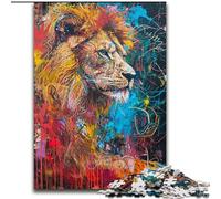 Puzzle Lion Graffiti pour Adultes 1000 pièces, Jeu éducatif, défi, Cadeau d'anniversaire, décoration Murale (26x38cm)