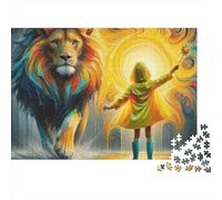 Puzzle Lion-Grand Félin Rayonnant-1000 Pièces-Carton Recyclé Lisse-Idéal pour se détendre et Passer Un Moment agréable en Couple ou Entre adultes-38x26cm