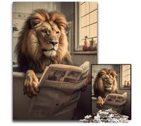 Puzzle Lion lisant Un Journal 1000 pièces pour Adultes, idéal pour la décoration intérieure, Les Anniversaires, Les fêtes et Les Cadeaux 50x75cm/19,68x29,52 Pouces