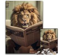 Puzzle Lion lisant Un Journal pour Adultes Puzzles en Bois de 1000 pièces pour Adultes Idéal pour Les Amoureux, Cadeau Parfait pour Noël, Le Nouvel an, la Saint-Valentin 50x75cm/19,68x29,52 Pouces