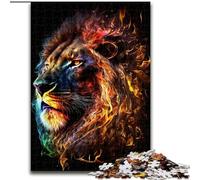 Puzzle Lion Néon Art 1000 pièces pour Adolescents, Jeu Stimulant et éducatif en Famille pour Anniversaire et Noël (50x75cm)