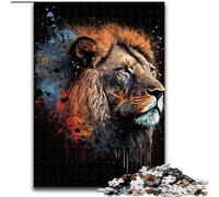 Puzzle Lion Néon Art 1000 pièces pour Adultes, Jouets addictifs, Cadeaux d'anniversaire pour Les 14 Ans et Plus 50x75cm