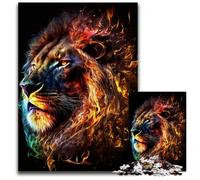 Puzzle Lion Néon Art 1000 Pièces Puzzle Impossible pour Adultes Activité Familiale, Casse-tête, Décoration Intérieure, Cadeau de Vacances 26x38cm/10,23x14,96 Pouces