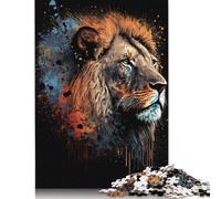 Puzzle Lion Néon Art, Stimulant et Stimulant, en Carton 100% recyclé, pour Adultes et Adolescents, Cadeau d'anniversaire, 1000 pièces (75 x 50 cm)