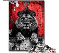 Puzzle Lion Noir et Blanc 1000 Pièces Adulte, à partir de 14 Ans, Art Déco Maison Jeux Famille Cadeaux Noël Anniversaire (50x75cm)