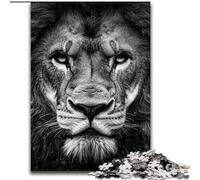 Puzzle Lion Noir et Blanc pour Adolescents, Puzzle 1000 pièces, Activités Familiales Amusantes à la Maison, Cadeau d'anniversaire, Cadeaux de Voyage (Taille 50x75cm)