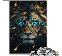 Puzzle Lion Noir et Or pour Adultes 1000 Pièces, Défi d'Intelligence Cérébrale, Jouets Addictifs pour la Décoration de la Maison 50x75cm