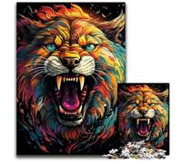 Puzzle Lion psychédélique coloré pour Adultes, Puzzle en Carton de 1000 pièces pour Adolescents, soirée de Jeux en Famille, idée Cadeau stimulante pour Le Cerveau 26x38cm/10,23x14,96 Pouces