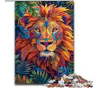 Puzzle Lion psychédélique pour Adolescents 1000 pièces, Jeu Stimulant et éducatif en Famille pour Anniversaire et Noël 50x75cm