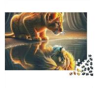 Puzzle Lion réfléchissant 1000 pièces en Carton Robuste et Anti-poussière,idéal pour Les Voyages,Les séjours à la Maison ou comme activité d'intérieur pour Adultes,débutants et passionnés:70x50cm.
