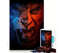 Puzzle Lion Rouge et Bleu 1000 Pièces pour Adolescents Stimule la Mémoire Loisirs Faciles Bords Nets Surprise de Noël (50x75cm)