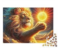 Puzzle Lion Solaire Grand Félin 1000 Pièces Carton Anti-Poussière Finition Mate Activité idéale pour Les Jours de Pluie,pour Adultes et Adolescents (52x38cm)