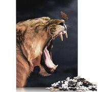 Puzzle Lionne et Papillon, Matériaux respectueux de l'environnement, Puzzle en Carton 100% recyclé pour Femmes et Hommes, Cadeau Unique, 1000 pièces (26 x 38 cm)